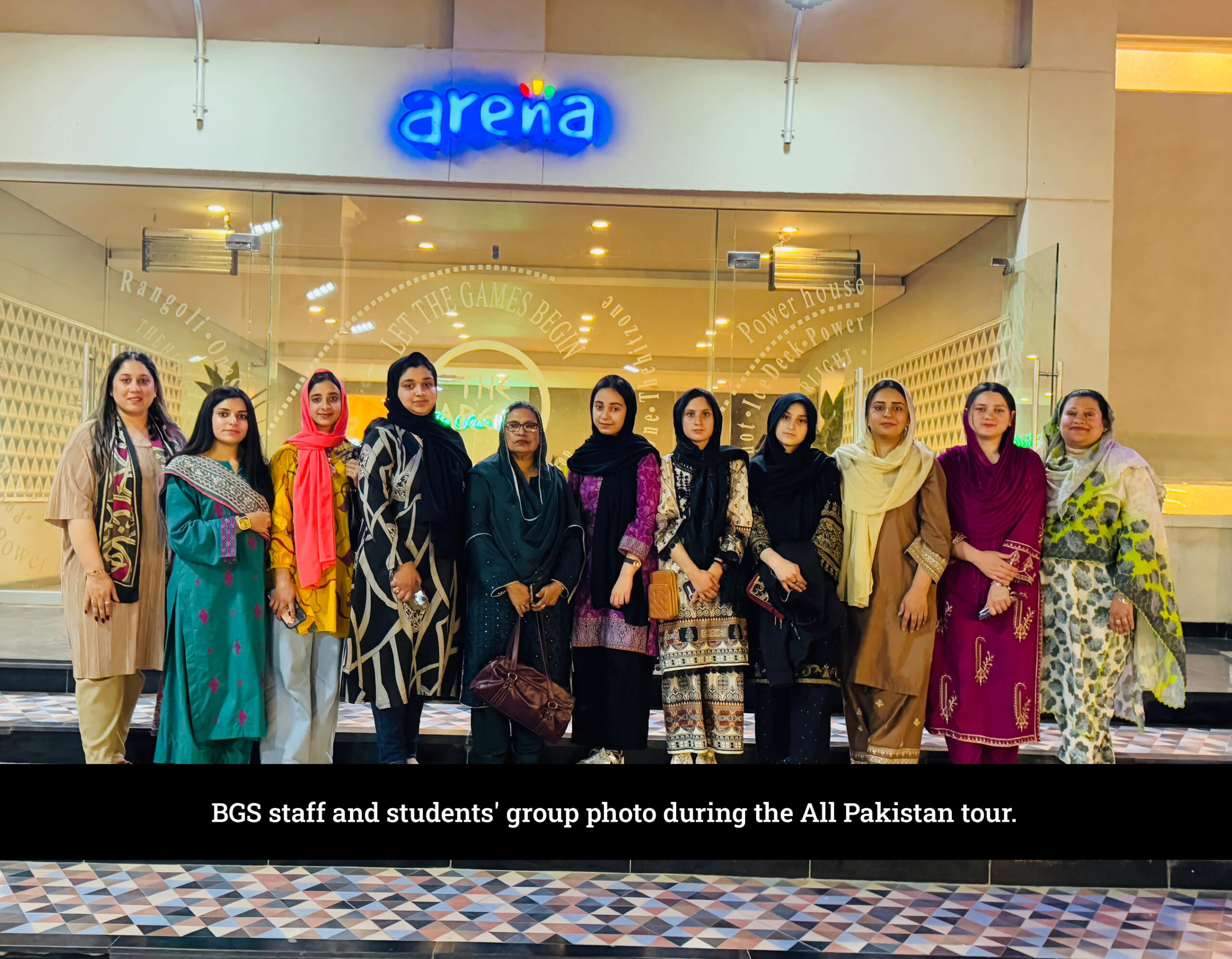 BGS students and staff group photo at Karachi Arena Sports Complex