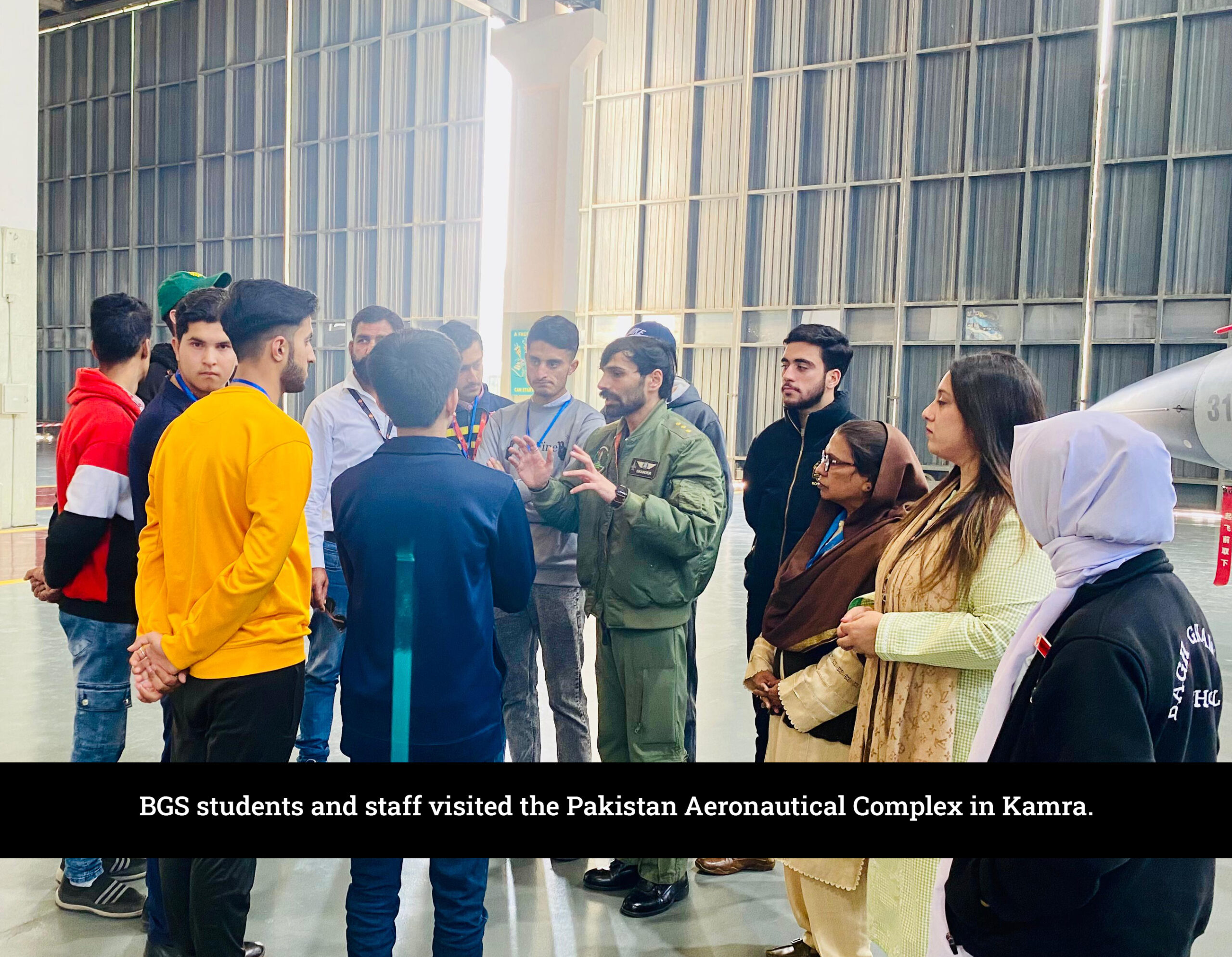BGS students and staff group photo at Aeronautical Complex, Kamra